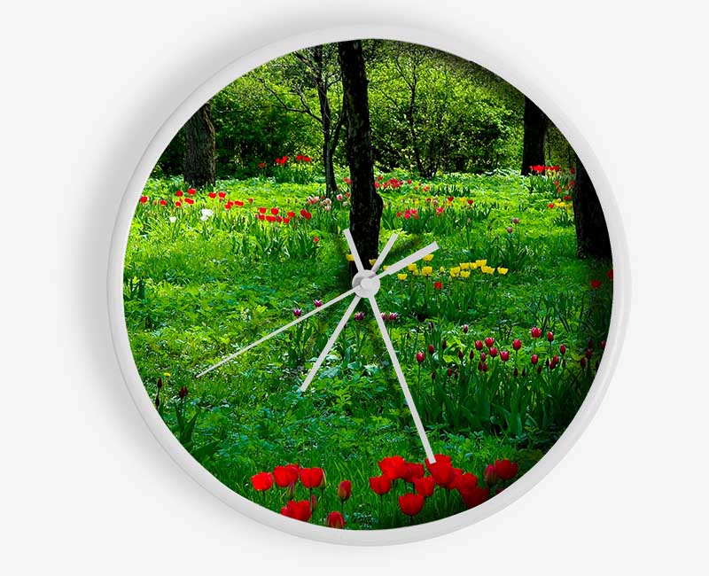 Tulip Woodland Clock - Wallart-Direct UK