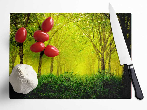 Stunning Green Forest Glass Chopping Board