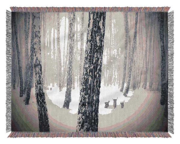 Forest Snowing Woven Blanket