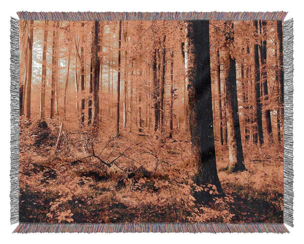 German Forest In Autumn Woven Blanket