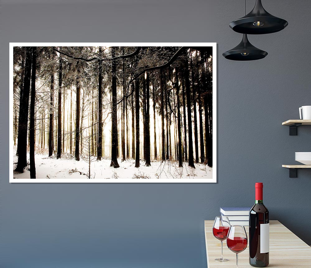 Winter Forest Snow Storm Print Poster Wall Art