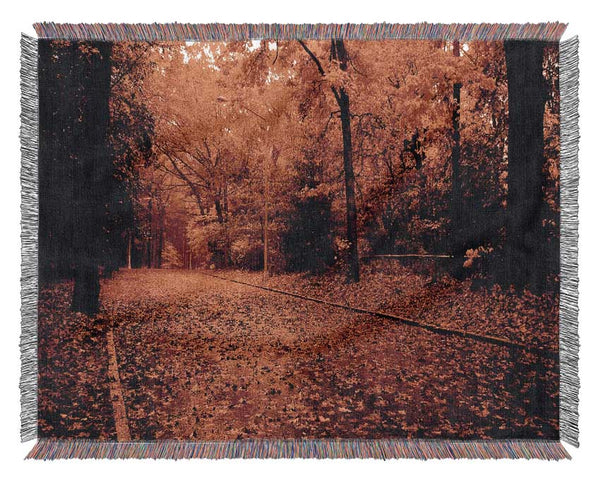 Fall In The Orange Forest Woven Blanket