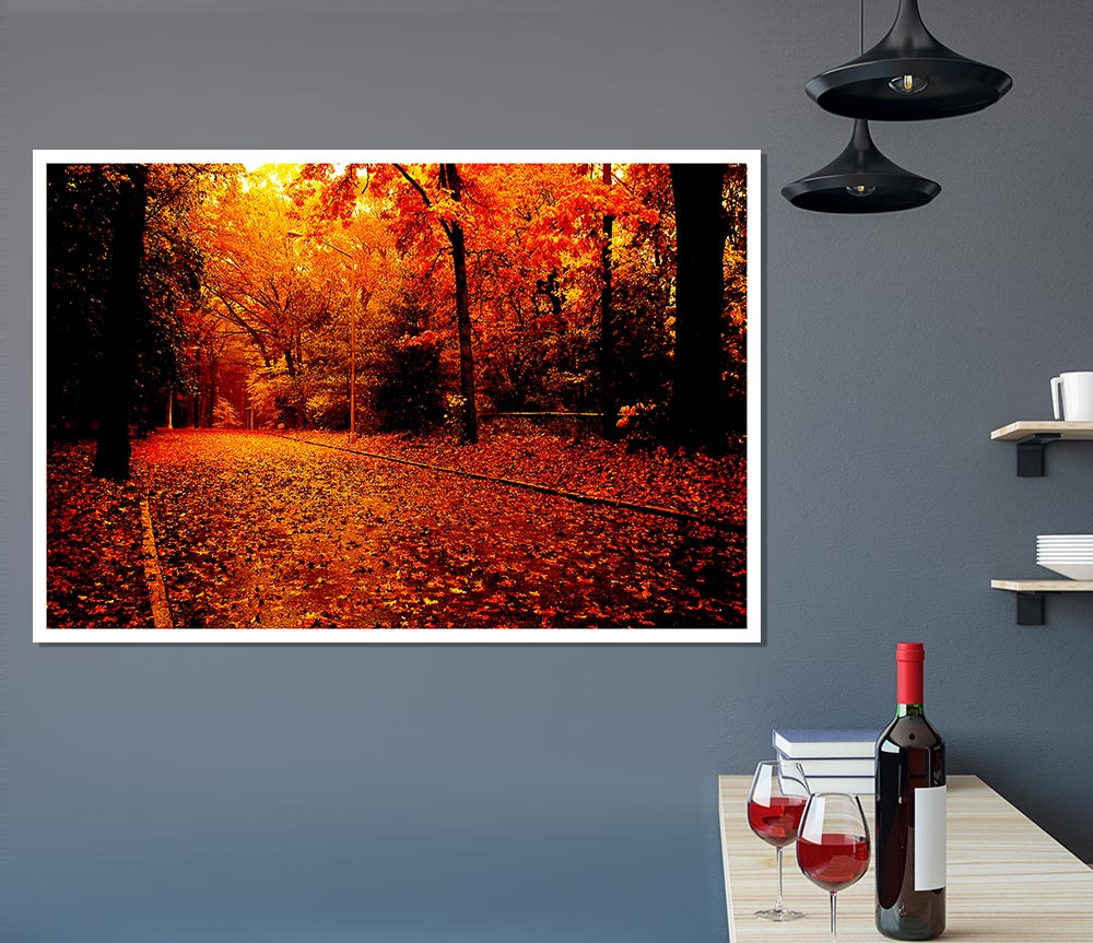 Fall In The Orange Forest Print Poster Wall Art