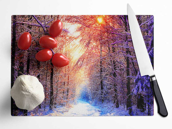 Winter Sun Blaze Glass Chopping Board