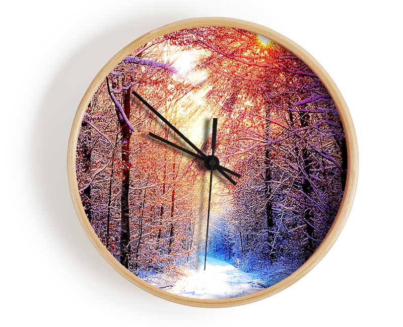 Winter Sun Blaze Clock - Wallart-Direct UK