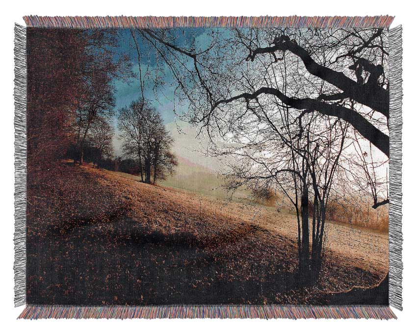 Autumn Foggy Morning Woven Blanket