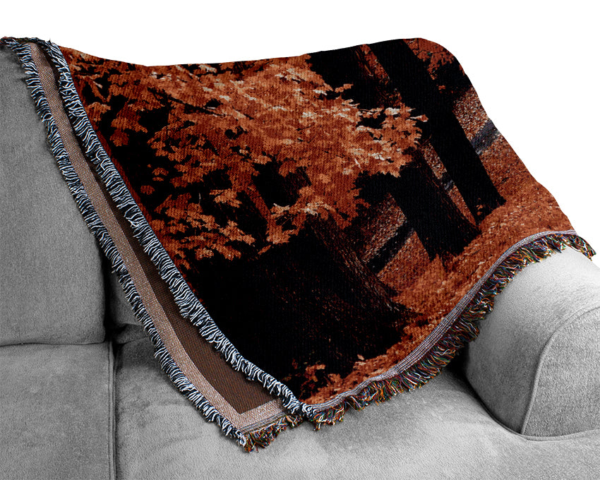 Beautiful Autumn Orange Leaves Woven Blanket