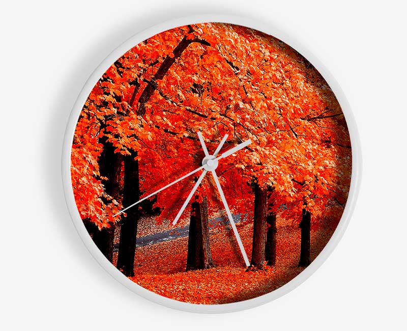 Beautiful Autumn Orange Leaves Clock - Wallart-Direct UK