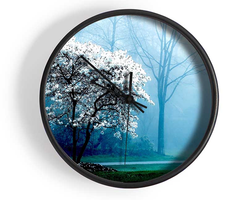 White Magnolia Tree Clock - Wallart-Direct UK