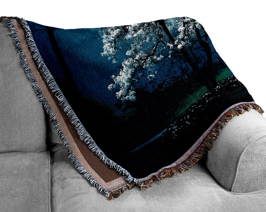 White Magnolia Tree Woven Blanket