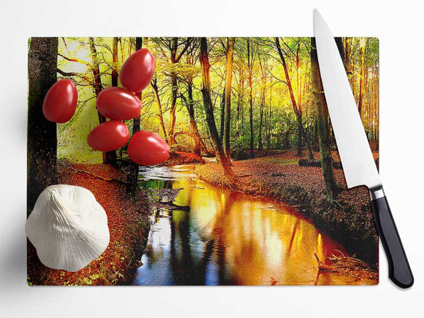 Impressive Autumn Stream Glass Chopping Board