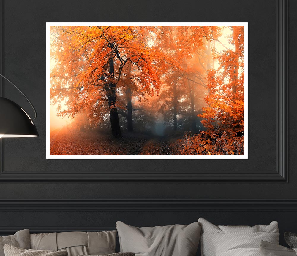 Autumn Orange Mist Print Poster Wall Art