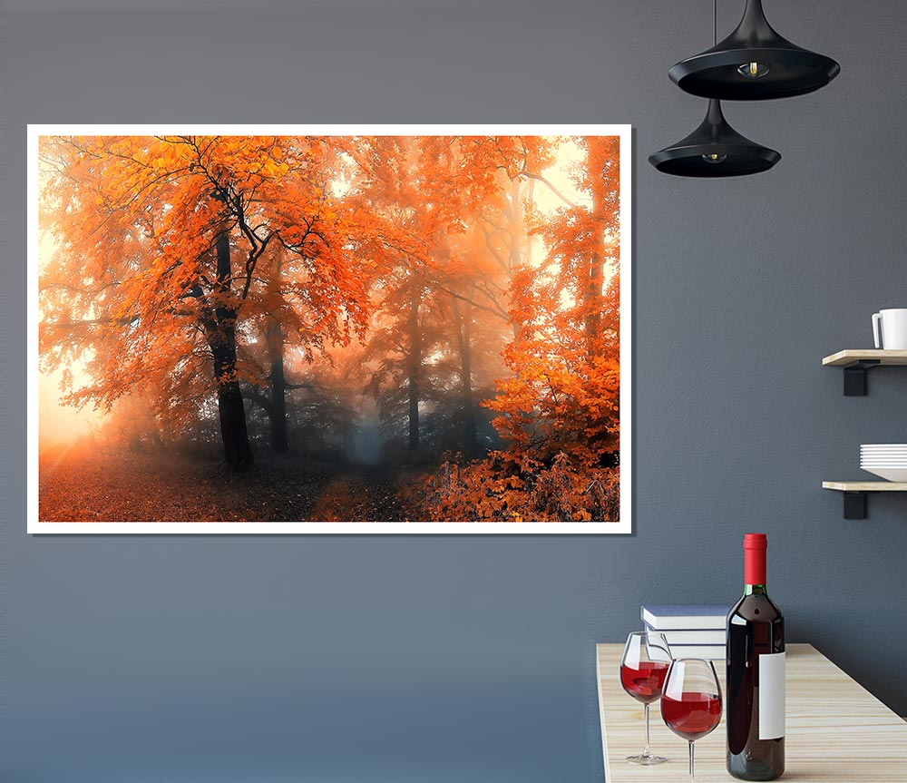 Autumn Orange Mist Print Poster Wall Art