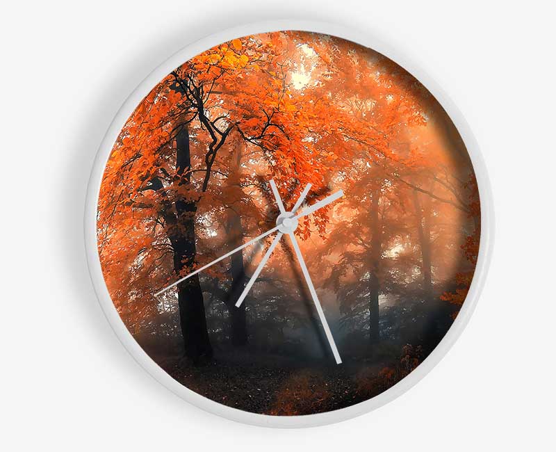 Autumn Orange Mist Clock - Wallart-Direct UK