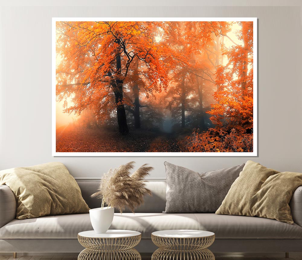 Autumn Orange Mist Print Poster Wall Art