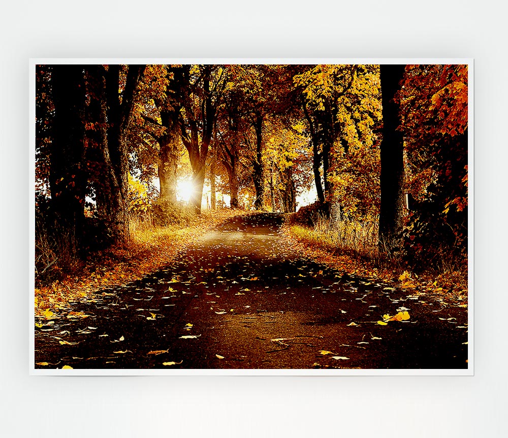 Autumn Golden Leaves Print Poster Wall Art