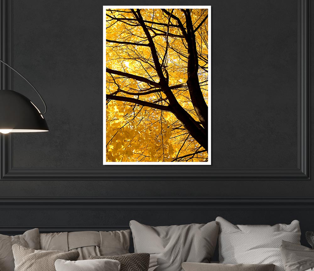 Yellow Autumn Leaves Print Poster Wall Art