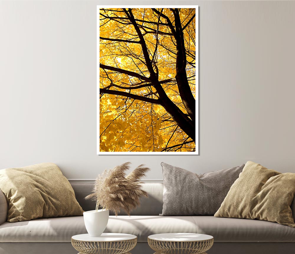 Yellow Autumn Leaves Print Poster Wall Art