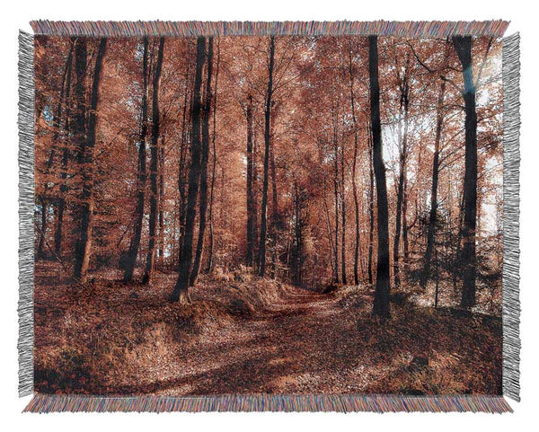 Fall Forest Path Woven Blanket