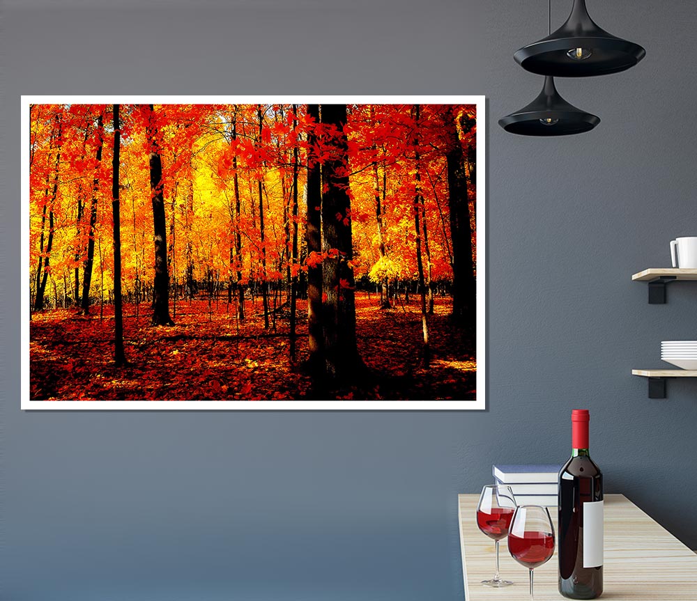 In The Depth Of The Orange Forest Print Poster Wall Art