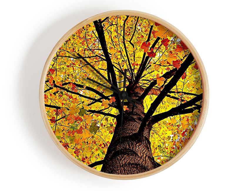 Yellow Autumn Tree Clock - Wallart-Direct UK