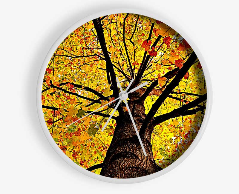 Yellow Autumn Tree Clock - Wallart-Direct UK