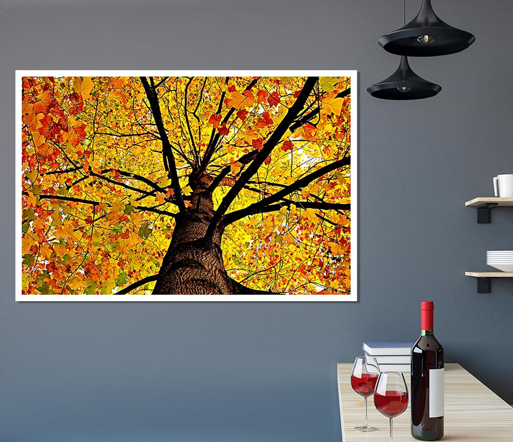 Yellow Autumn Tree Print Poster Wall Art