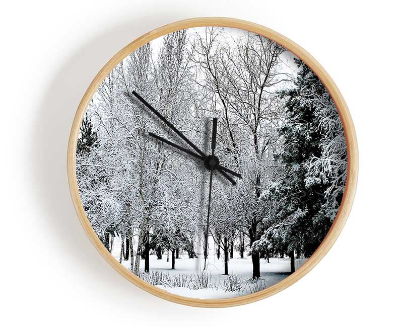 Winter In The Snow Forest Clock - Wallart-Direct UK