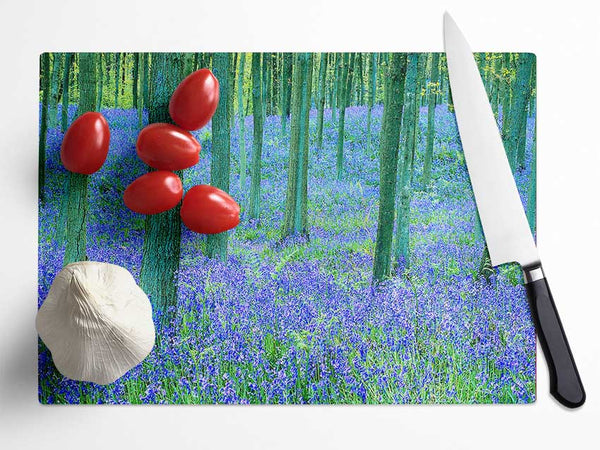 Bluebells In The Forest Glass Chopping Board