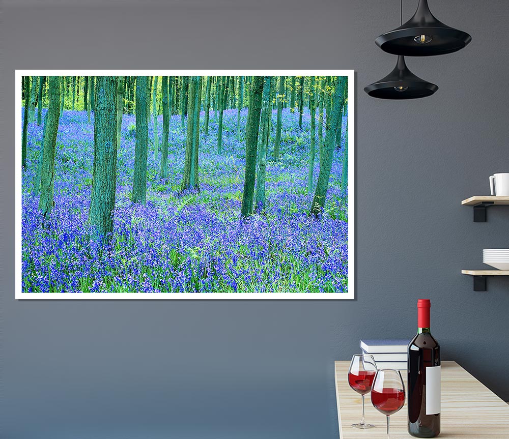 Bluebells In The Forest Print Poster Wall Art