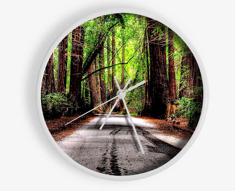 Green Forest Road Clock - Wallart-Direct UK