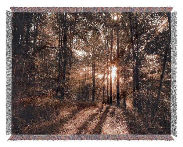 Forest In Late Afternoon Woven Blanket