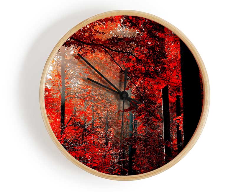 Red Forest Delight Clock - Wallart-Direct UK