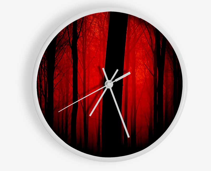 Blood Red Forest Clock - Wallart-Direct UK