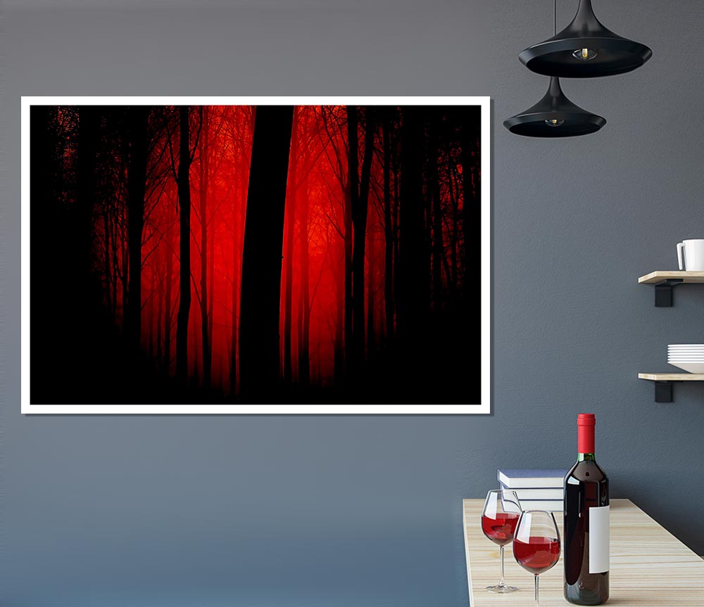 Blood Red Forest Print Poster Wall Art