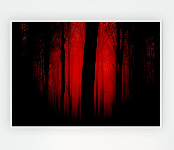 Blood Red Forest Print Poster Wall Art