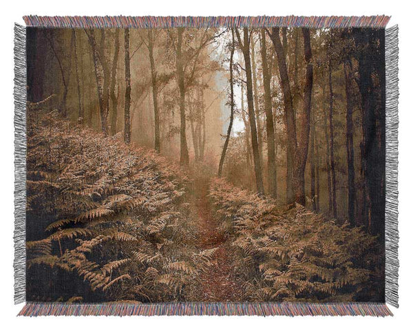 Green Forest Path Woven Blanket