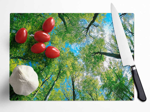 Forest Sky View Glass Chopping Board