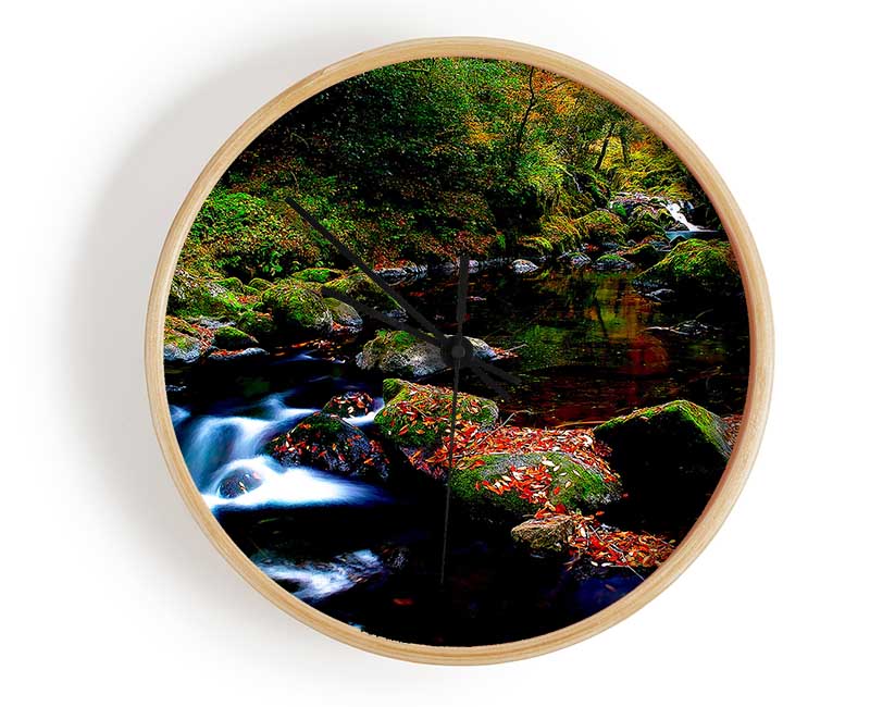 Autumn Forest River Clock - Wallart-Direct UK