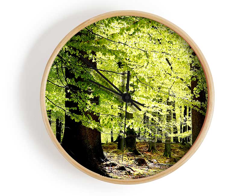 Green Leaves Forest Walk Clock - Wallart-Direct UK