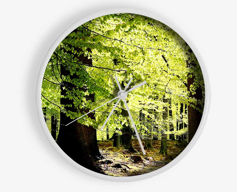 Green Leaves Forest Walk Clock - Wallart-Direct UK