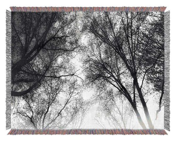 Forest Skies B n W Woven Blanket