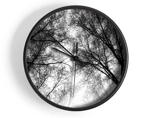 Forest Skies B n W Clock - Wallart-Direct UK