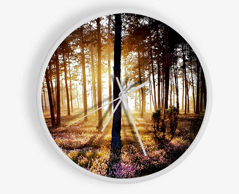 Pink Forest Beams Clock - Wallart-Direct UK