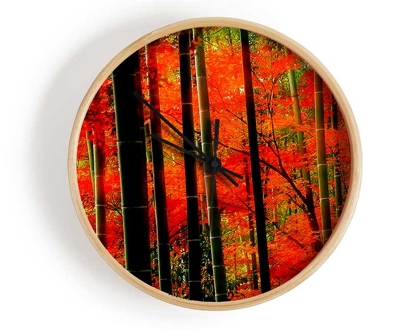 Red Autumn Forest Clock - Wallart-Direct UK