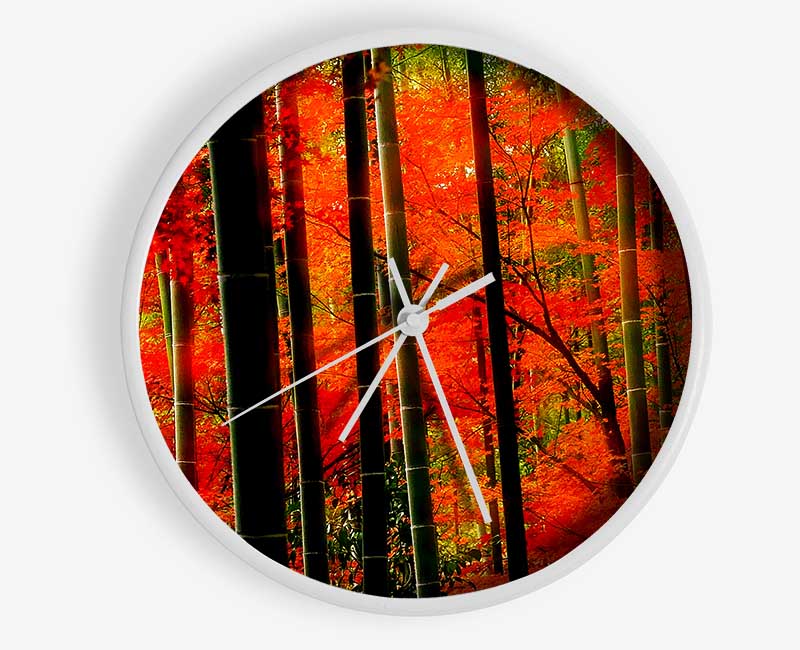 Red Autumn Forest Clock - Wallart-Direct UK