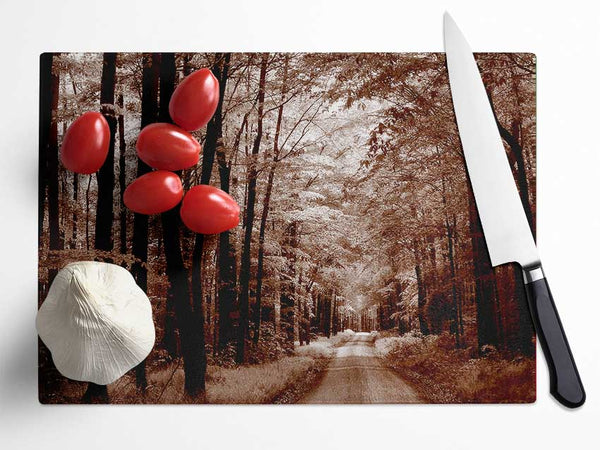 The Brown Forest Road Glass Chopping Board