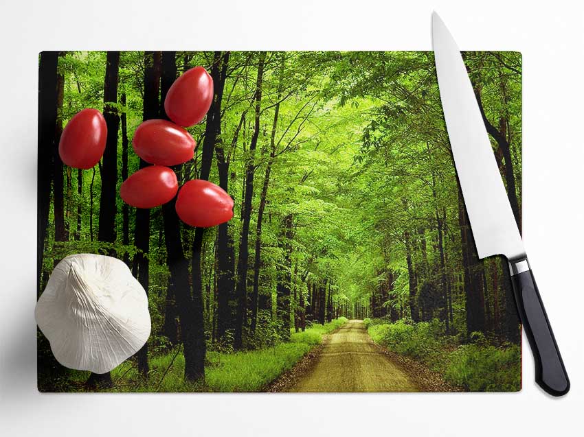 Green Tree Road Glass Chopping Board