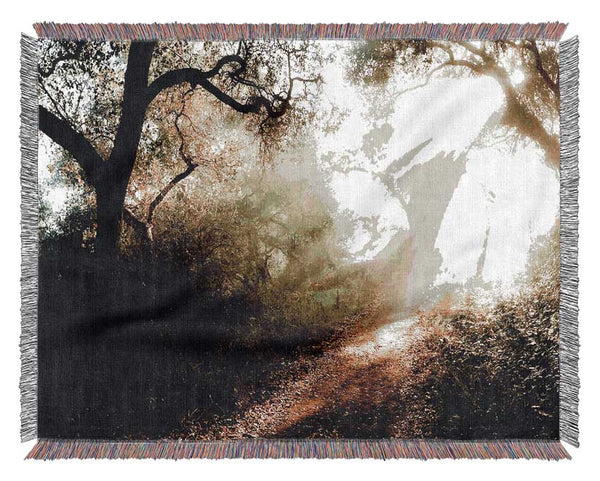 Forest Sunlight Walk Woven Blanket