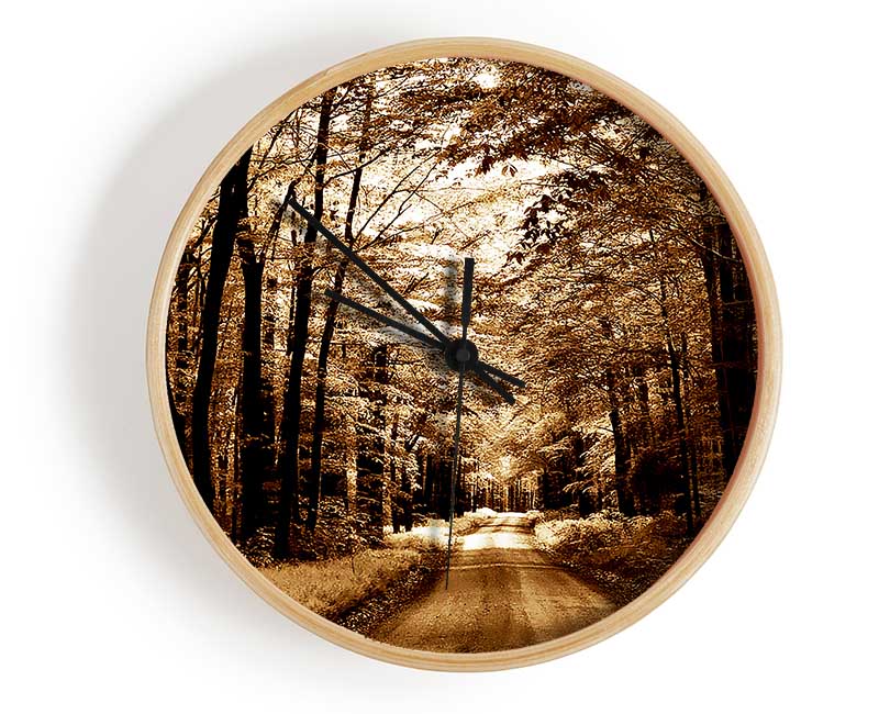 Hidden Chocolate Forest Road Clock - Wallart-Direct UK